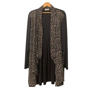 Dana Buchman Womens Draped Cardigan Topper Black Beige JKT Career Office Size 3X